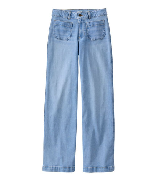 Women's L.L.Bean Go-Anywhere Jeans, Mid-Rise Patch Pocket Wide Straight-Leg - US 2375