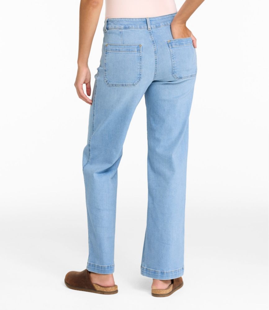 Women's L.L.Bean Go-Anywhere Jeans, Mid-Rise Patch Pocket Wide Straight-Leg - US 2375