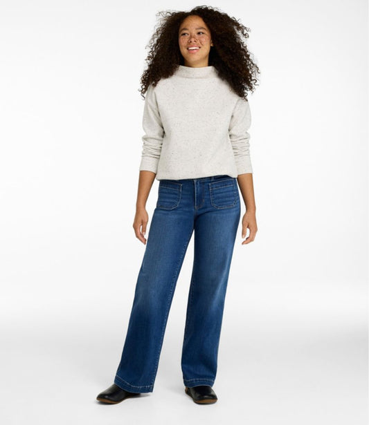 Women's L.L.Bean Go-Anywhere Jeans, Mid-Rise Patch Pocket Wide Straight-Leg - US 9108