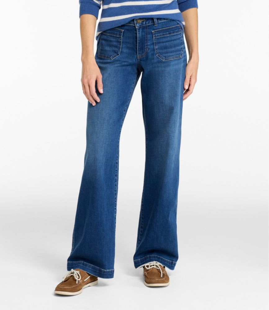 Women's L.L.Bean Go-Anywhere Jeans, Mid-Rise Patch Pocket Wide Straight-Leg - US 9108