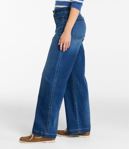 Women's L.L.Bean Go-Anywhere Jeans, Mid-Rise Patch Pocket Wide Straight-Leg - US 9108