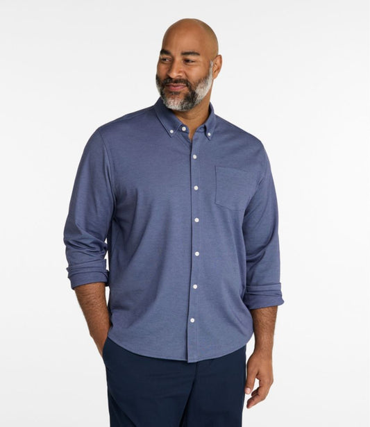 Men's Comfort Stretch Performance® Button-Front Knit Shirt, Long-Sleeve - US 9842