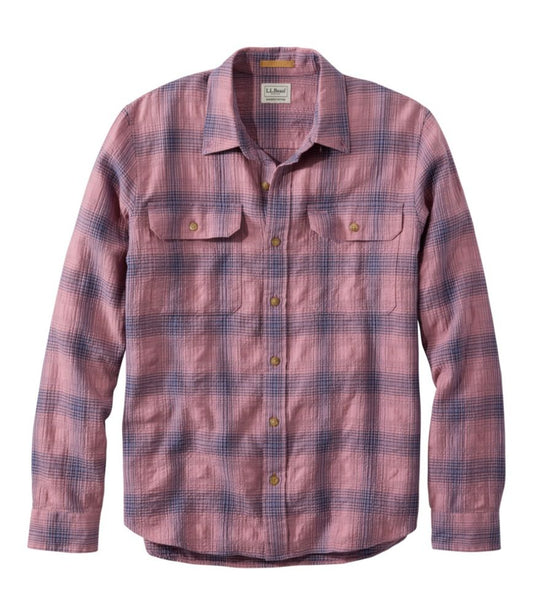 Men's Sunwashed Textured Shirt, Slightly Fitted, Plaid - US 4094