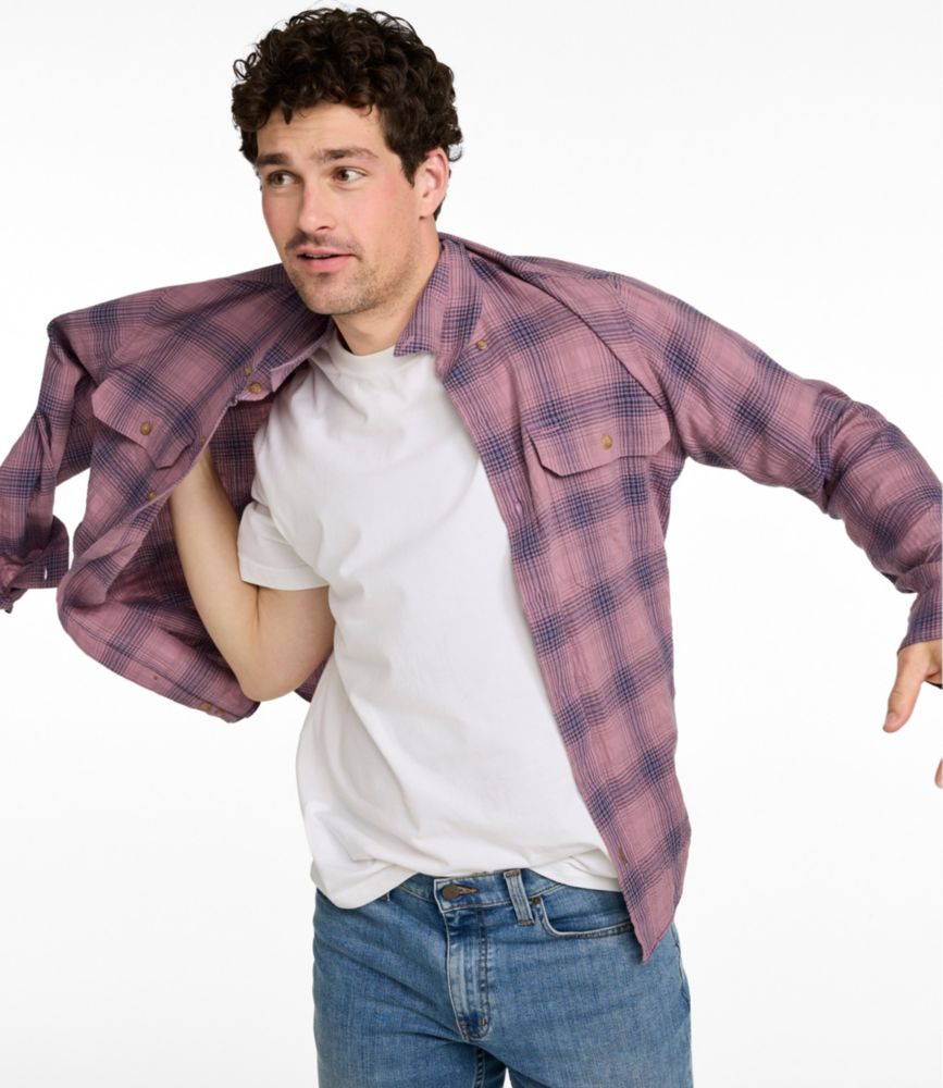 Men's Sunwashed Textured Shirt, Slightly Fitted, Plaid - US 4094
