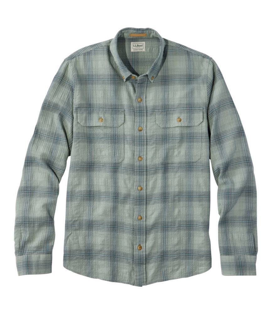 Men's Sunwashed Textured Shirt, Slightly Fitted, Plaid - US 9371