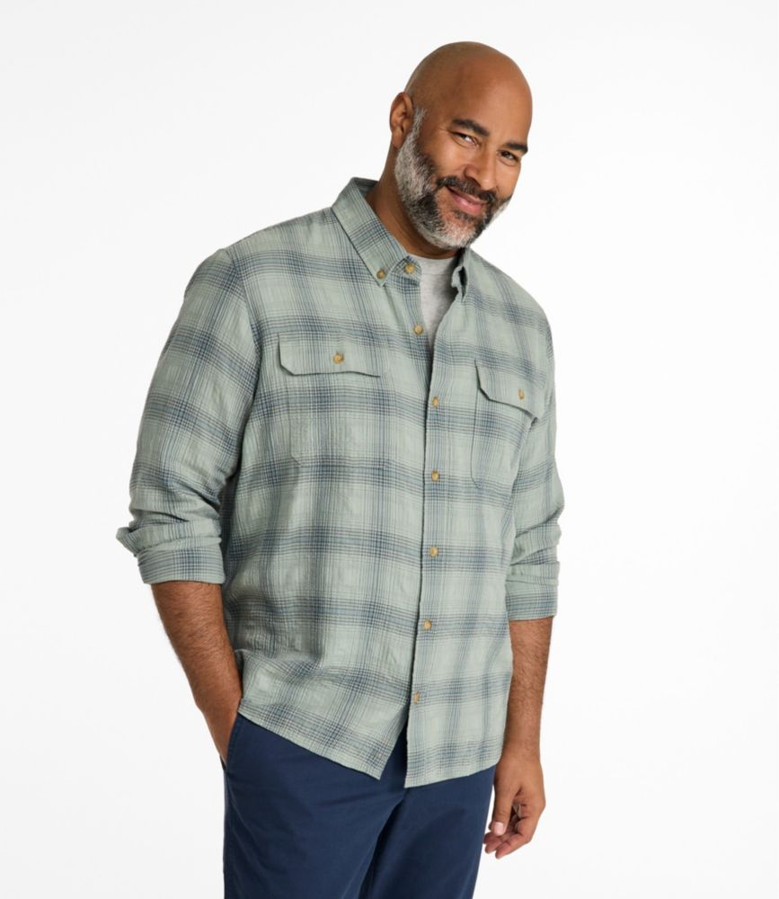 Men's Sunwashed Textured Shirt, Slightly Fitted, Plaid - US 9371
