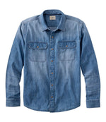 Men's Sunwashed Denim Shirt, Slightly Fitted Untucked Fit - US 7220