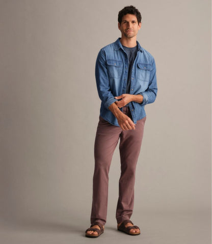 Men's Sunwashed Denim Shirt, Slightly Fitted Untucked Fit - US 7220