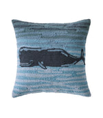 Indoor/Outdoor Hooked Pillow, Whale, 18" x 18" - US 2218