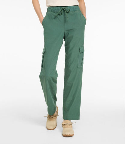 Women's Sunwashed Cotton-Blend Pull-On Pants, Mid-Rise Cargo - US 5761