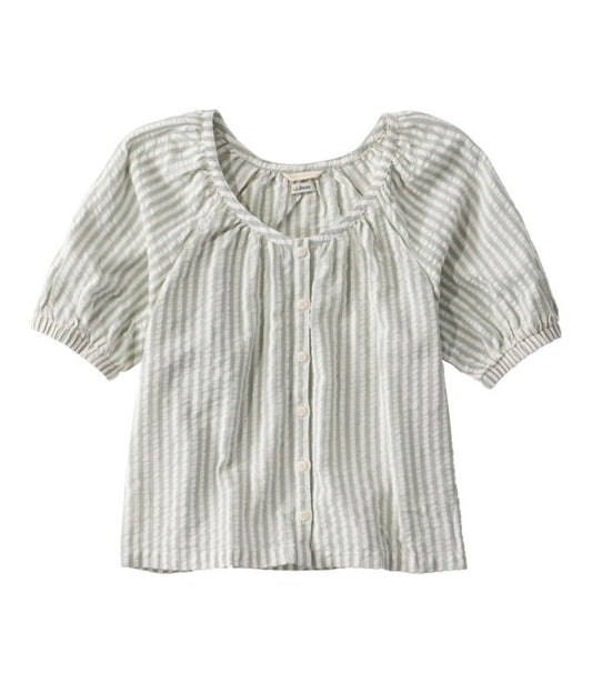 Women's Bean's Seacoast Seersucker Scoopneck Shirt - US 7810