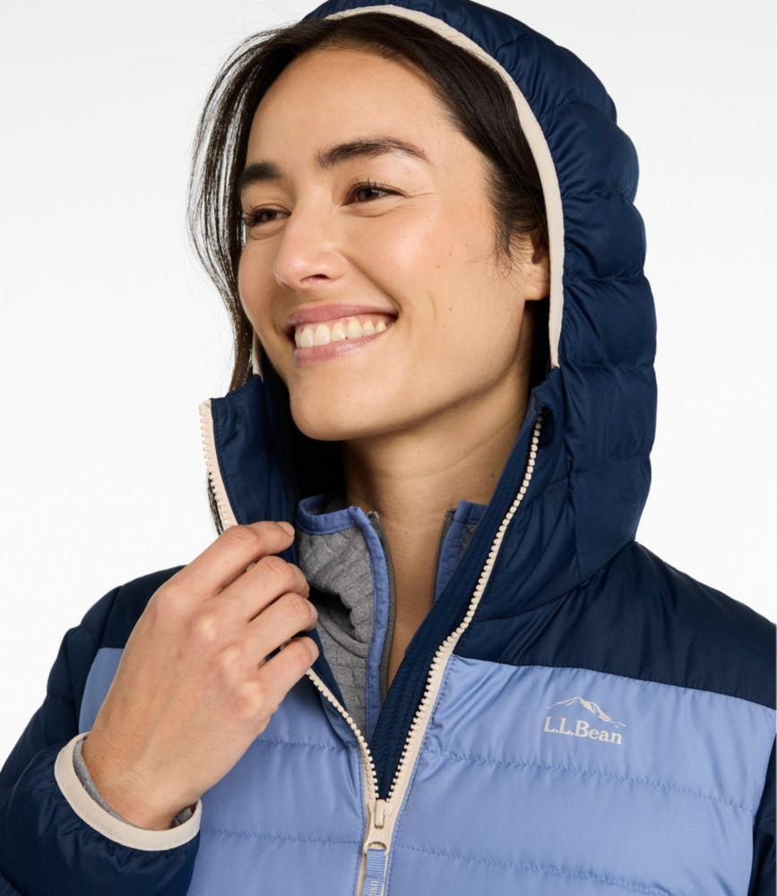 Women's Access Down Hooded Puffer, Colorblock - US 8823
