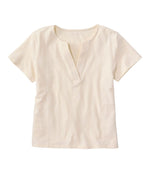 Women's Lakeside Linen/Cotton Tee, Short-Sleeve Embroidered Splitneck - US 1126