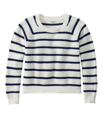 Women's Sunwashed Openwork Sweater, Crewneck Stripe - US 6257