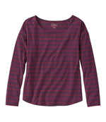 Women's Soft Stretch Supima-Blend Tee, Long Dolman-Sleeve Jewelneck Stripe - US 1598