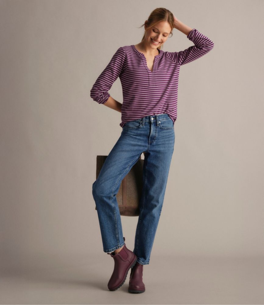 Women's L.L.Bean Tee, Long-Sleeve Splitneck Stripe - US 8074