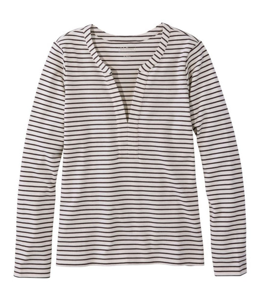 Women's L.L.Bean Tee, Long-Sleeve Splitneck Stripe - US 8671