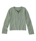 Women's Sunwashed Tee, Long-Sleeve Cropped Boxy Henley - US 9898