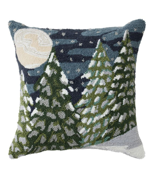 Indoor/Outdoor Hooked Pillow, Treeline Pine, 18" x 18" - US 0203
