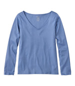 Women's Pima Cotton Tee, Long-Sleeve Open V-Neck - US 5175