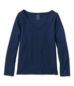 Women's Pima Cotton Tee, Long-Sleeve Open V-Neck - US 1492
