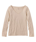 Women's Pima Cotton Tee, Long-Sleeve Open V-Neck - US 0070