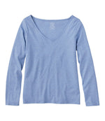 Women's Pima Cotton Tee, Long-Sleeve Open V-Neck - US 6649