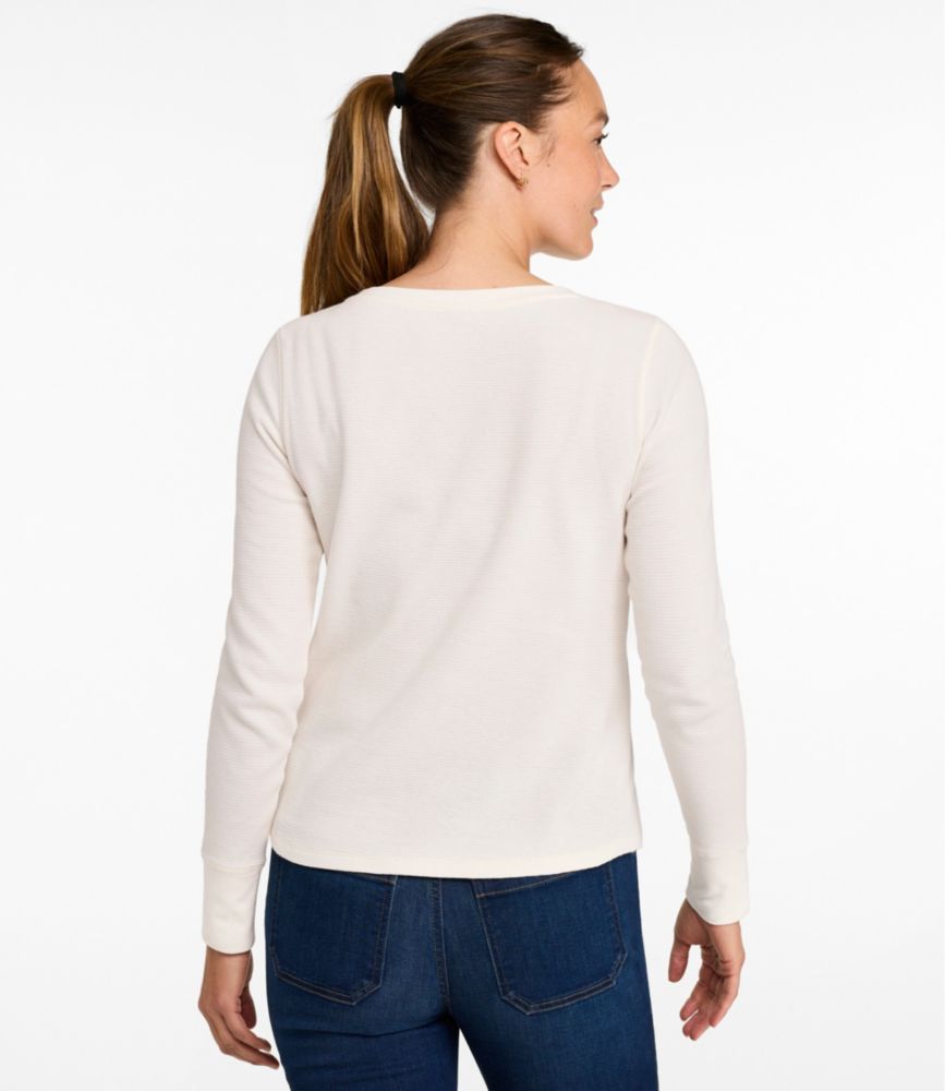 Women's Waffle-Knit Top, Long-Sleeve Jewelneck - US 5174