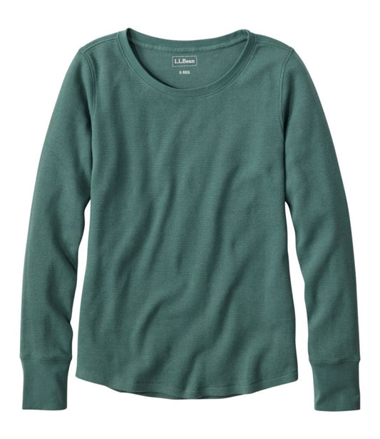 Women's Waffle-Knit Top, Long-Sleeve Jewelneck - US 2746