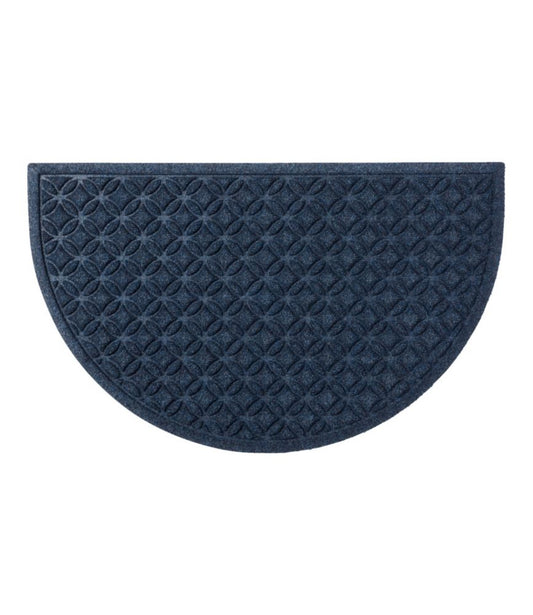 Heavyweight Recycled Waterhog Doormat, Half Round, Geometric Rings - US 3316
